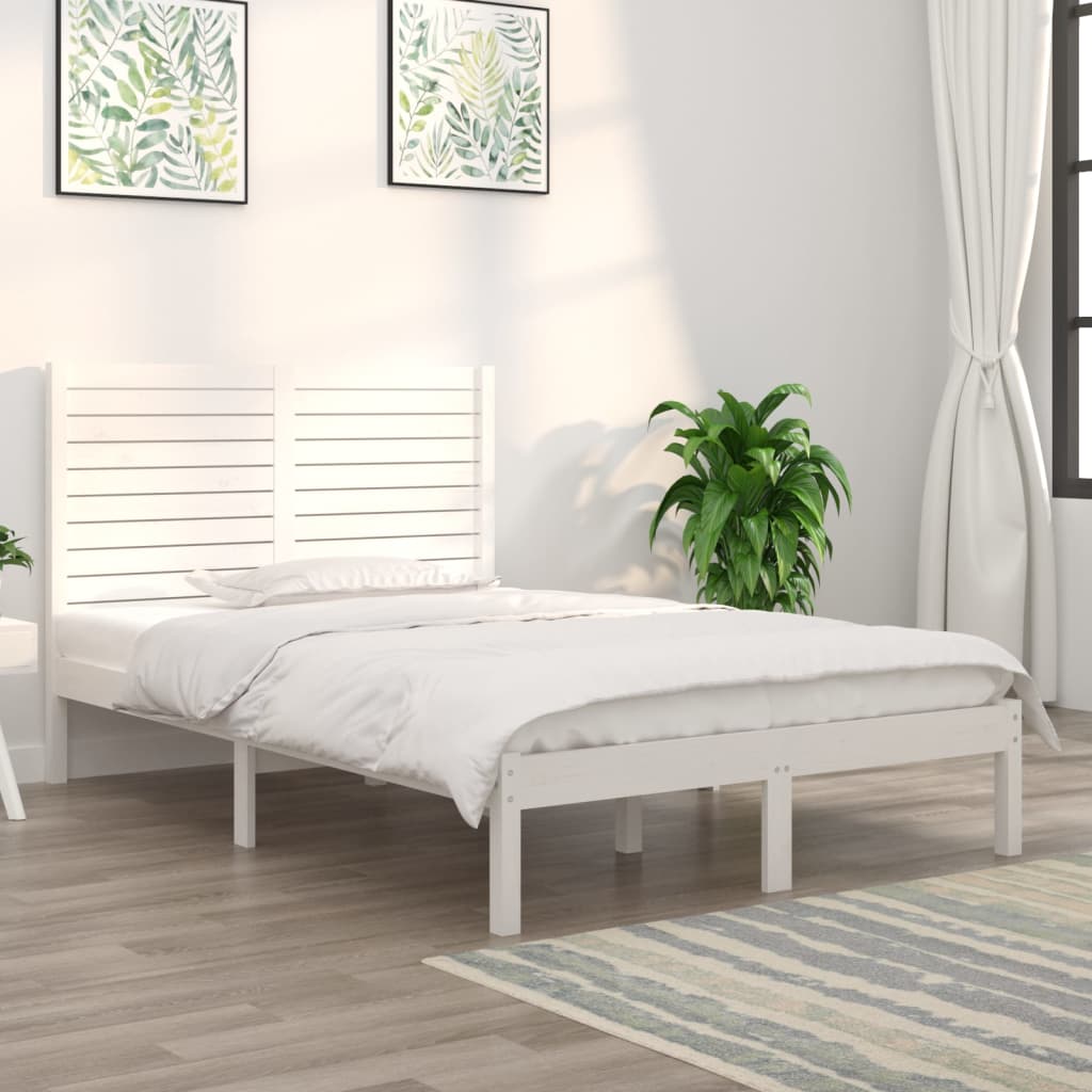 Bed Frame without Mattress White 120x190 cm Small Double Solid Wood