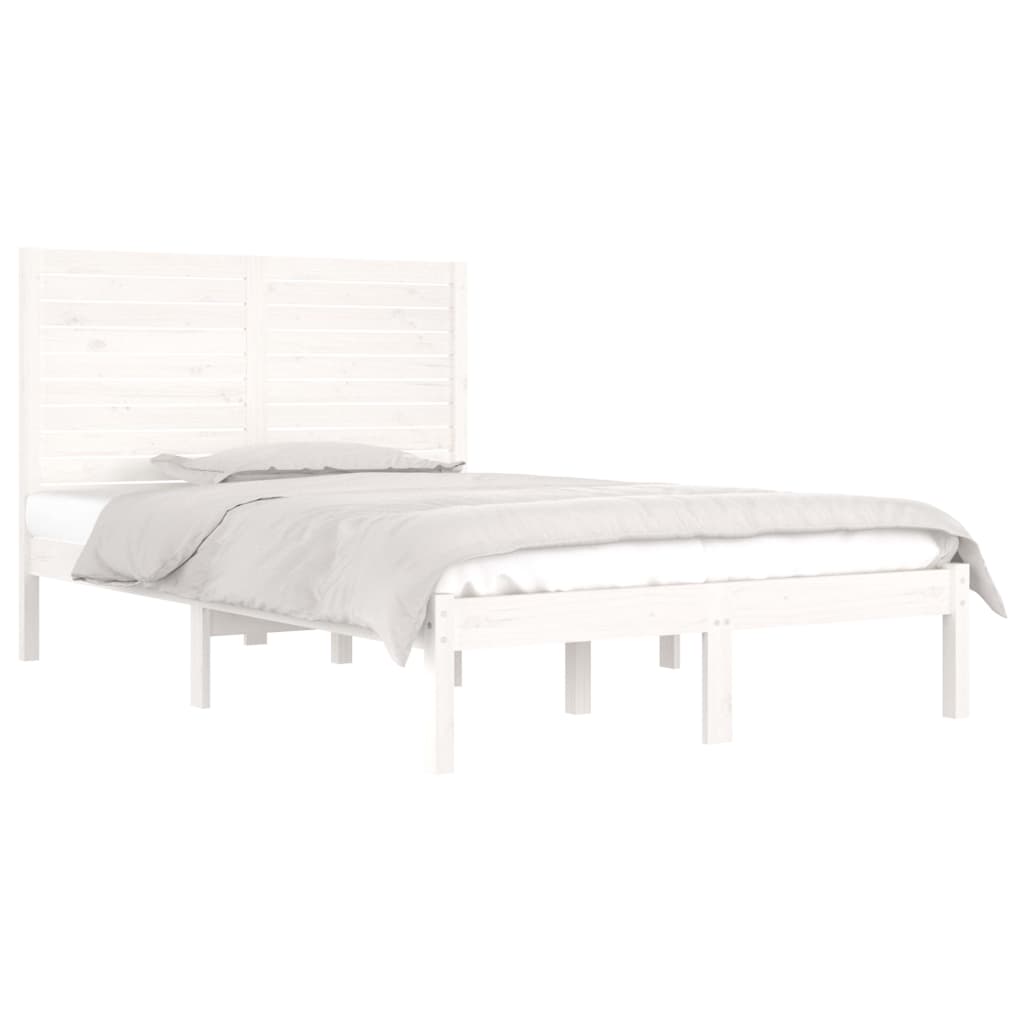 Bed Frame without Mattress White 135x190 cm Double Solid Wood