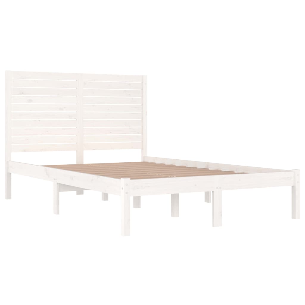 Bed Frame without Mattress White 135x190 cm Double Solid Wood