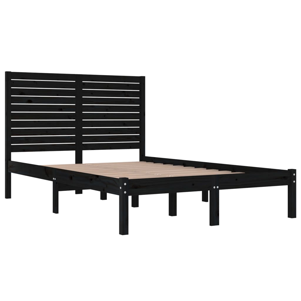 Bed Frame without Mattress Black 140x190 cm Solid Wood