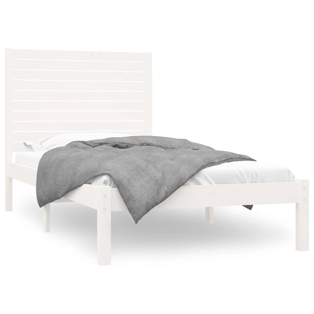 Bed Frame without Mattress White 90x200 cm Solid Wood