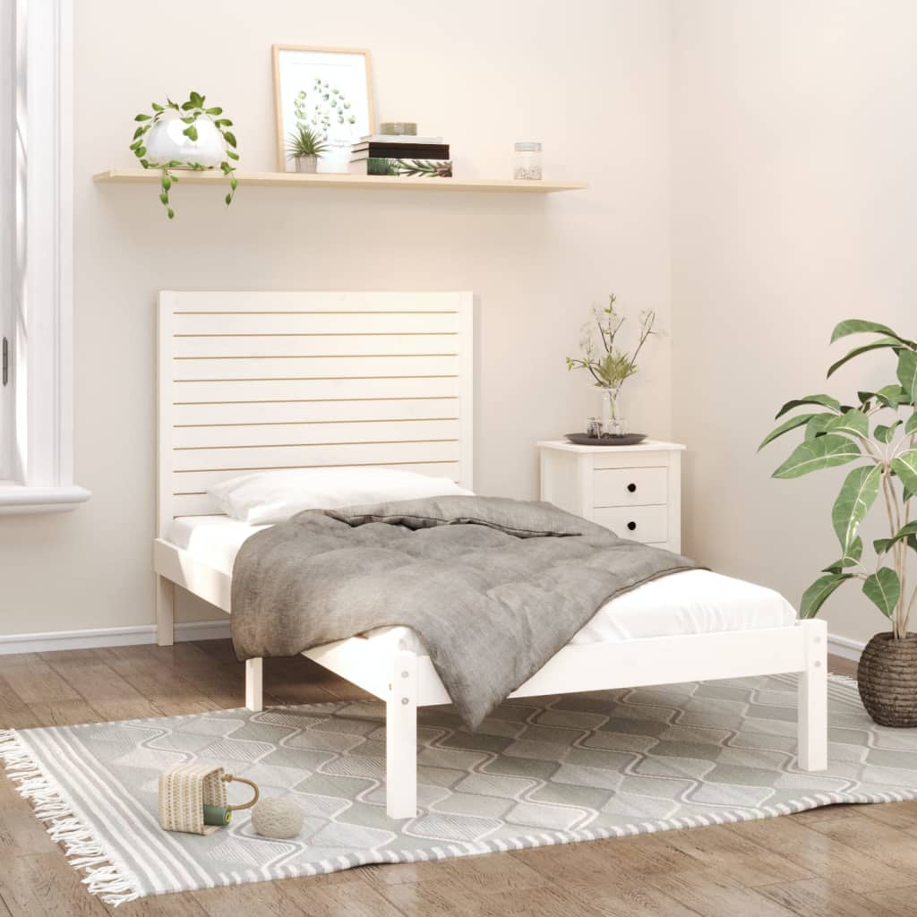 Bed Frame without Mattress White 90x200 cm Solid Wood