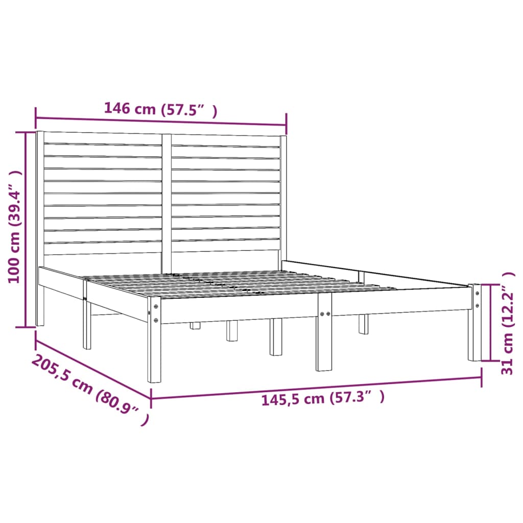 Bed Frame without Mattress 140x200 cm Solid Wood