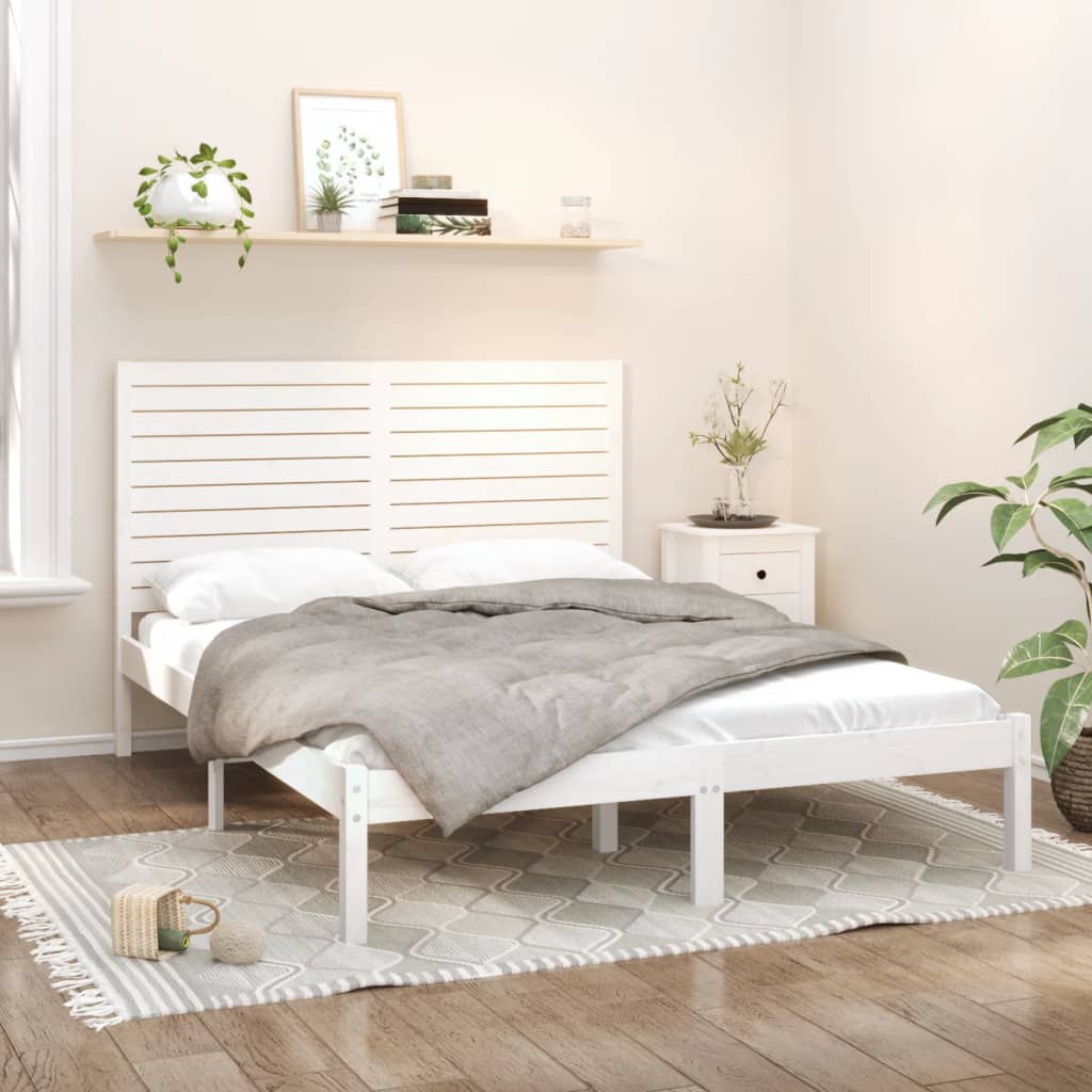 Bed Frame without Mattress White 140x200 cm Solid Wood