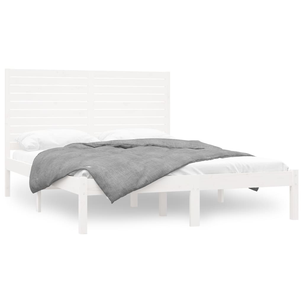 Bed Frame without Mattress White 160x200 cm Solid Wood