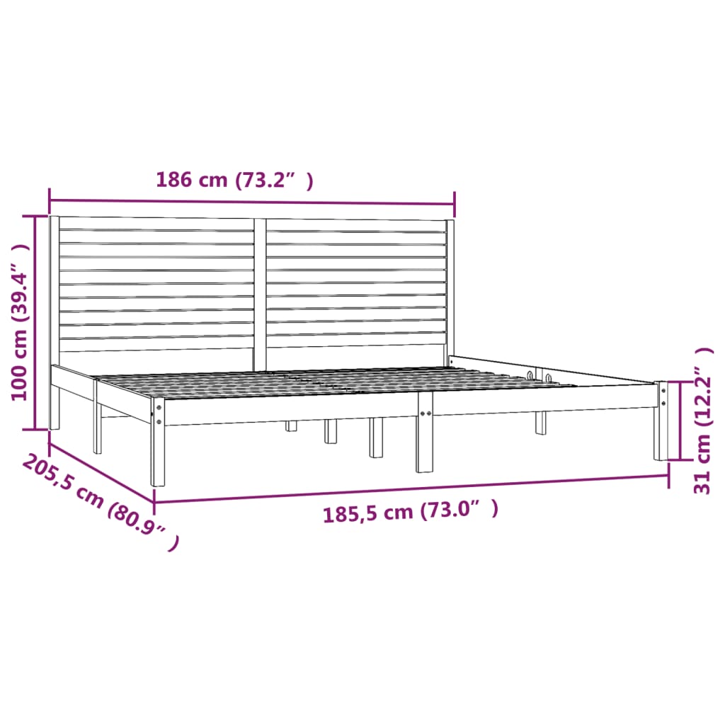 Bed Frame without Mattress 180x200 cm Super King Solid Wood