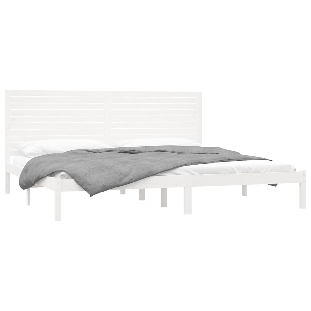 Bed Frame without Mattress White 180x200 cm Super King Solid Wood