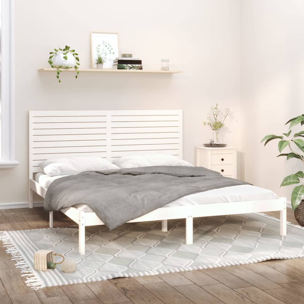 Bed Frame without Mattress White 180x200 cm Super King Solid Wood