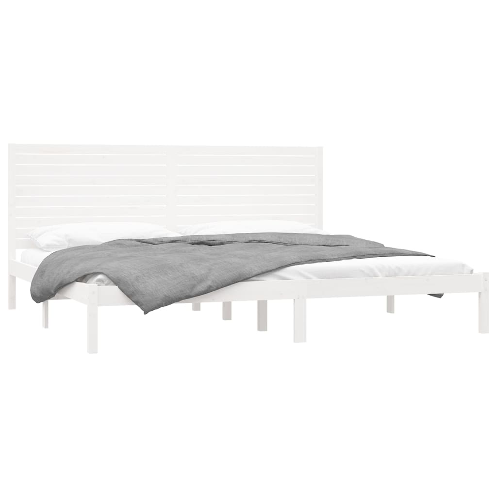 Bed Frame without Mattress White 200x200 cm Solid Wood