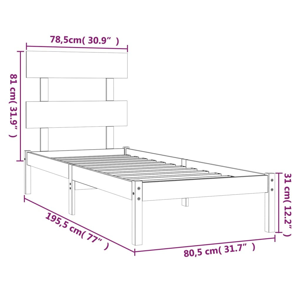 Bed Frame without Mattress 75x190 cm Small Single Solid Wood