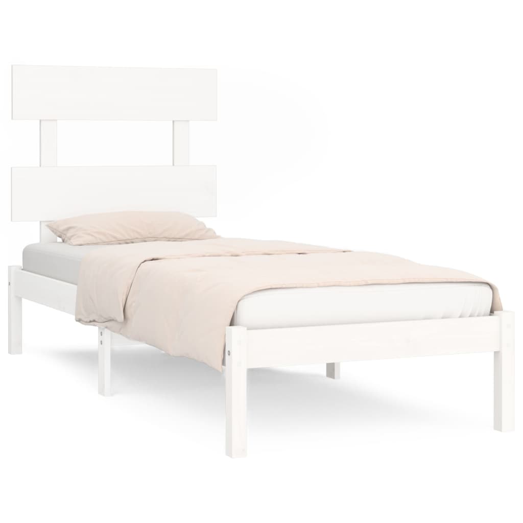 Bed Frame without Mattress White 90x190 cm Single Solid Wood