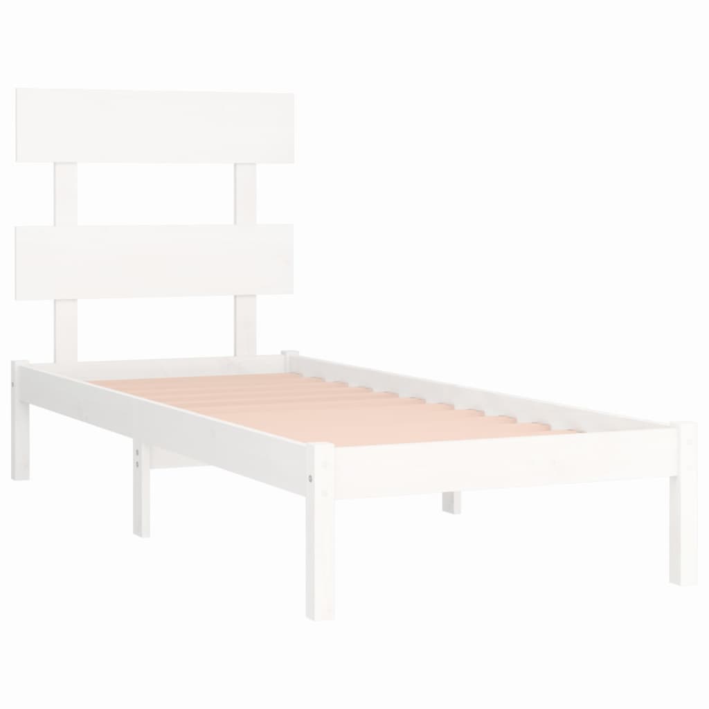 Bed Frame without Mattress White 90x190 cm Single Solid Wood