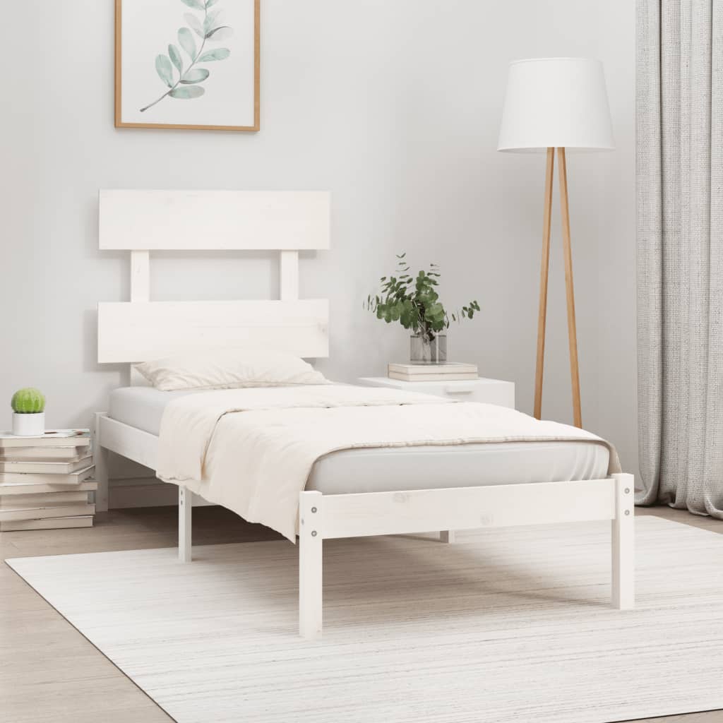 Bed Frame without Mattress White 90x190 cm Single Solid Wood