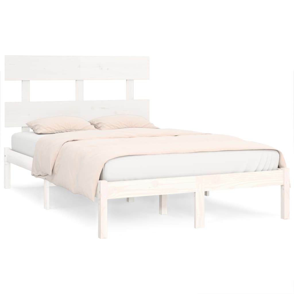 Bed Frame without Mattress White 120x190 cm Small Double Solid Wood