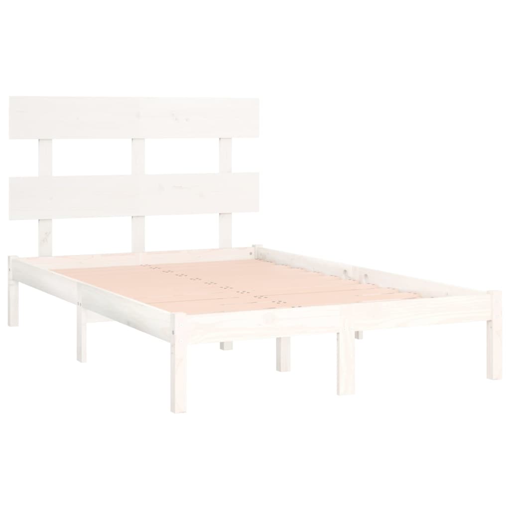 Bed Frame without Mattress White 120x190 cm Small Double Solid Wood
