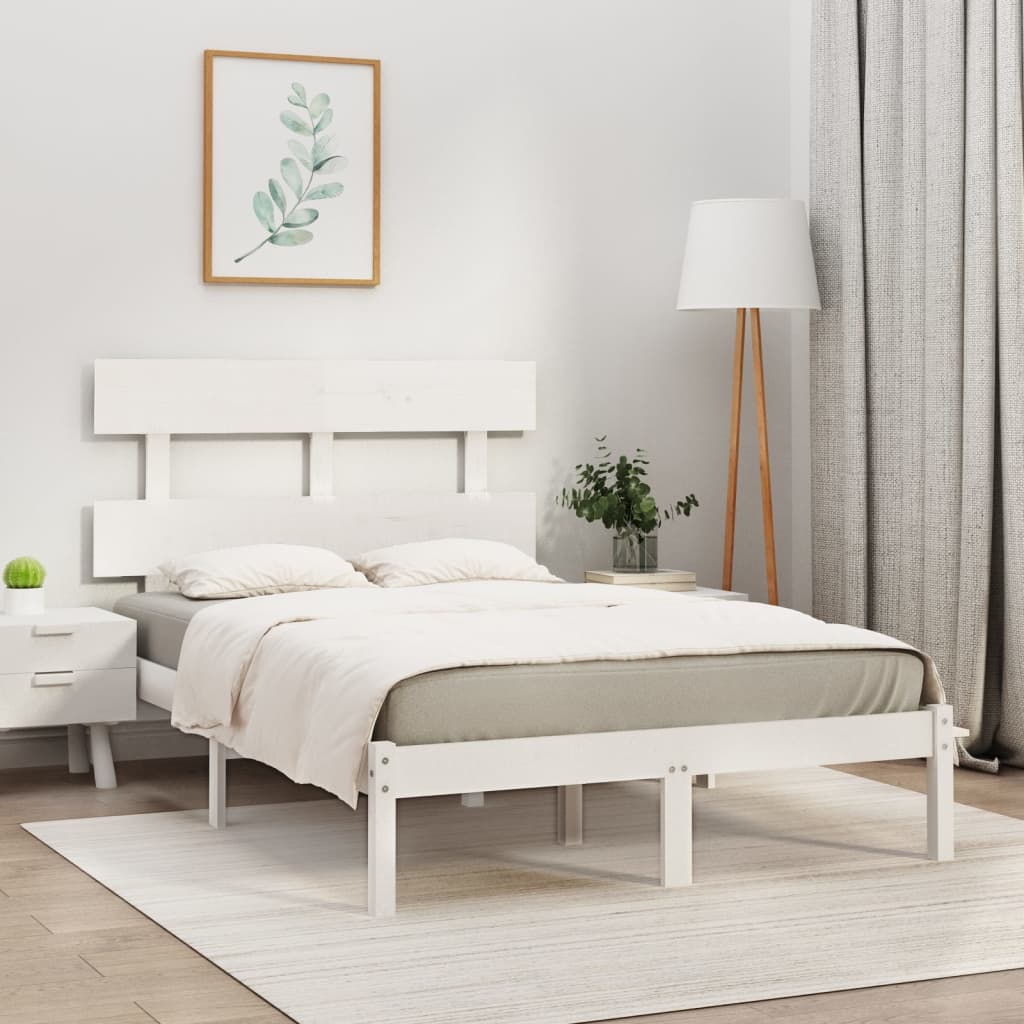 Bed Frame without Mattress White 120x190 cm Small Double Solid Wood