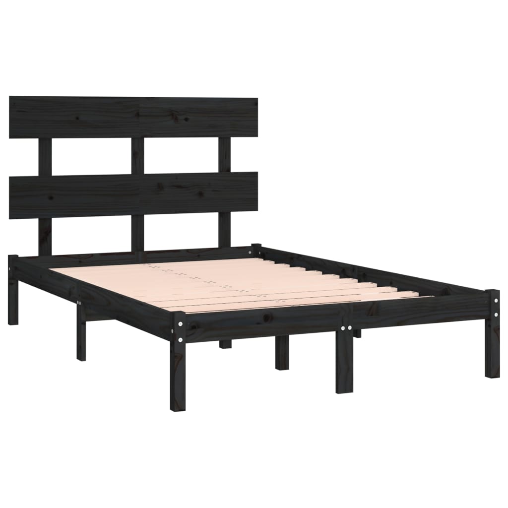 Bed Frame without Mattress Black 140x190 cm Solid Wood