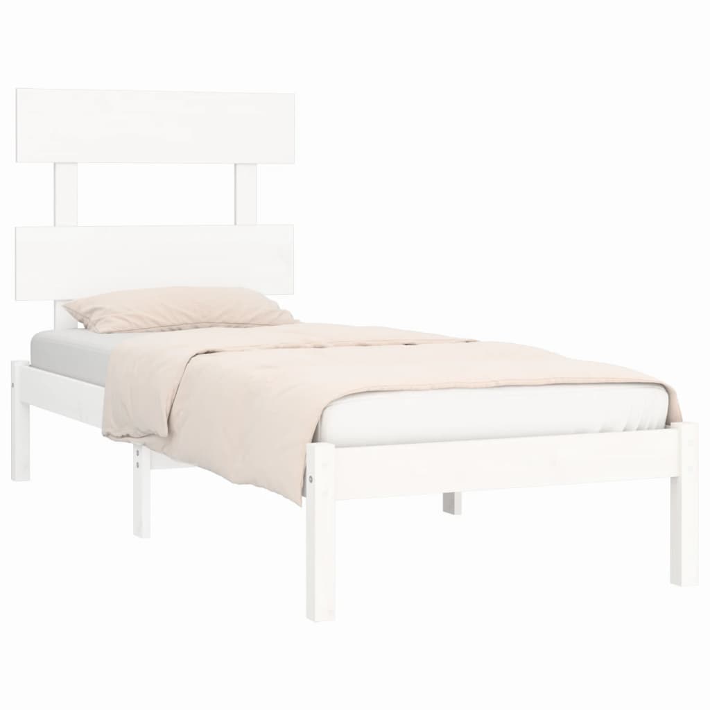 Bed Frame without Mattress White 90x200 cm Solid Wood