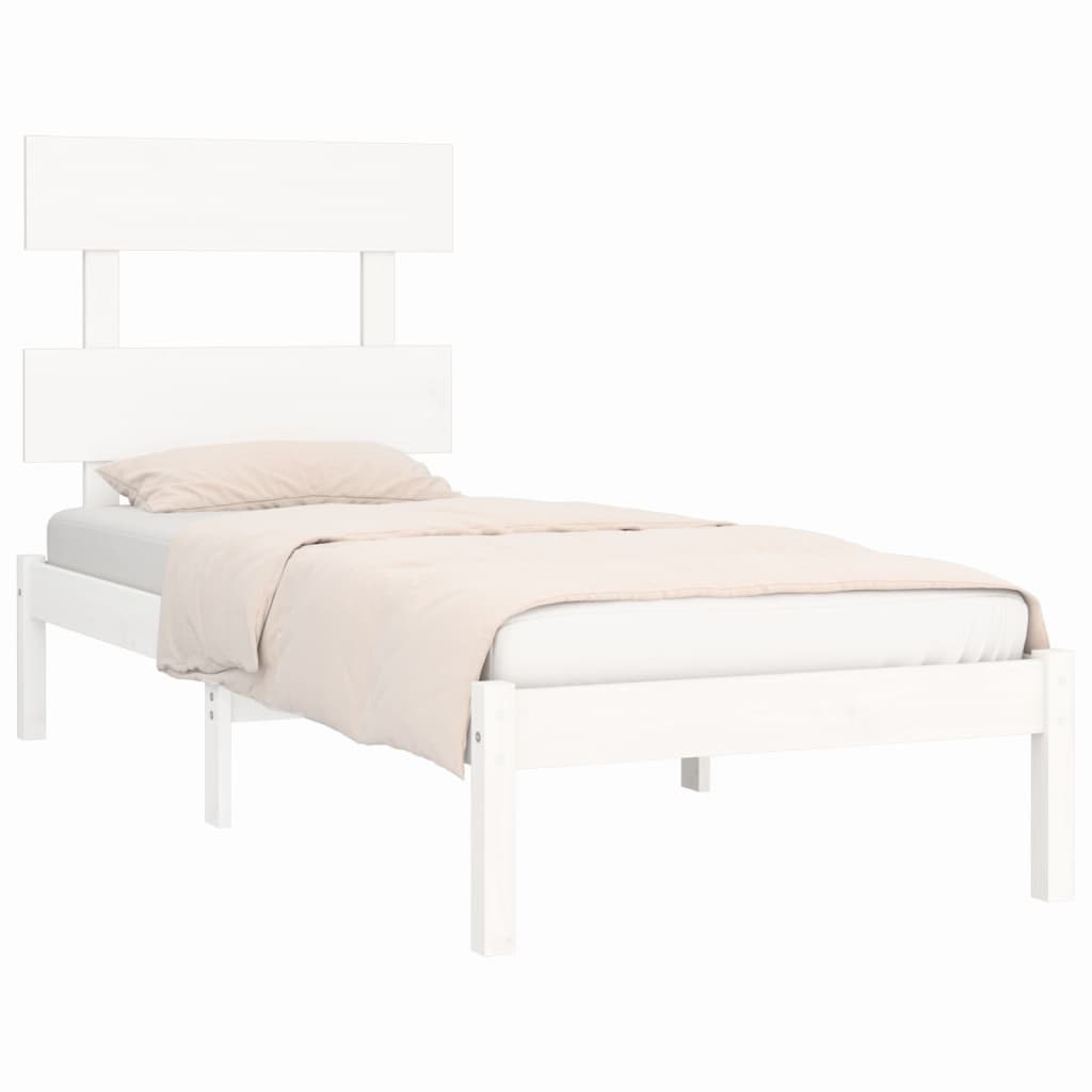Bed Frame without Mattress White 100x200 cm Solid Wood