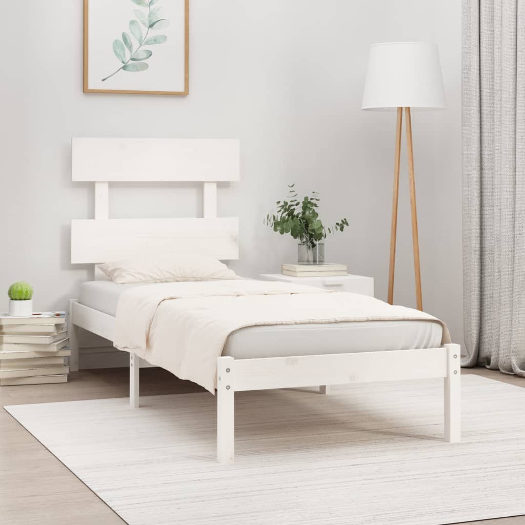 Bed Frame without Mattress White 100x200 cm Solid Wood