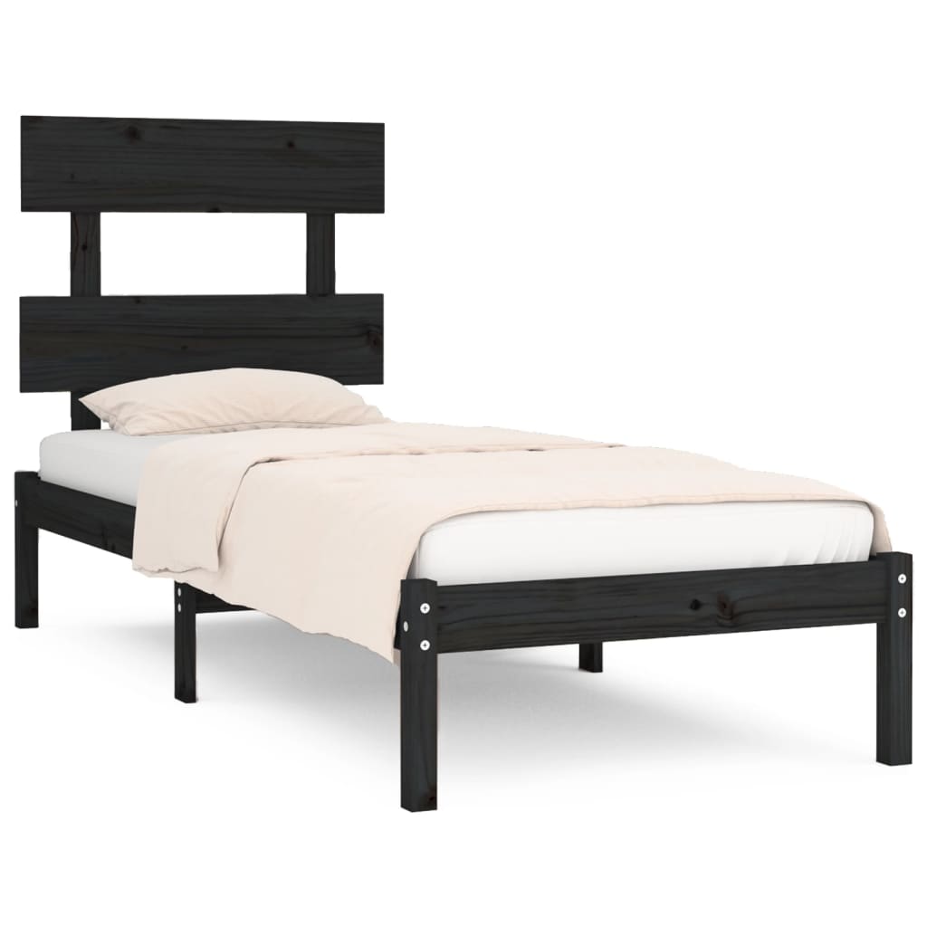 Bed Frame without Mattress Black 100x200 cm Solid Wood