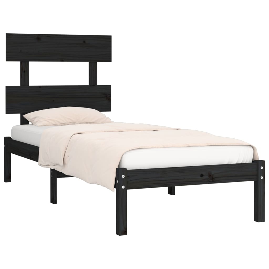 Bed Frame without Mattress Black 100x200 cm Solid Wood