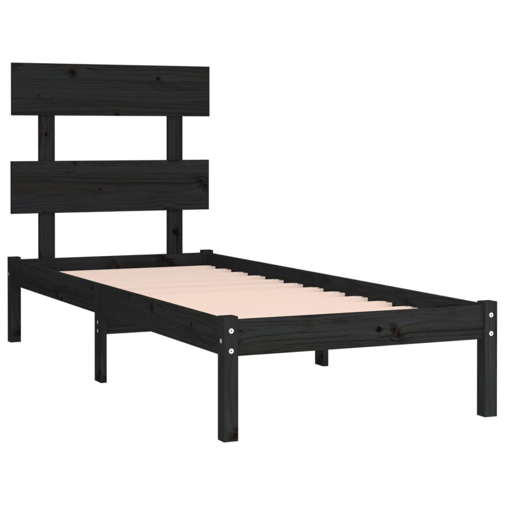 Bed Frame without Mattress Black 100x200 cm Solid Wood