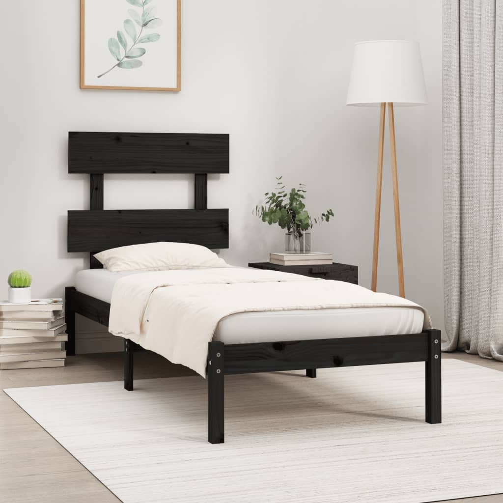 Bed Frame without Mattress Black 100x200 cm Solid Wood