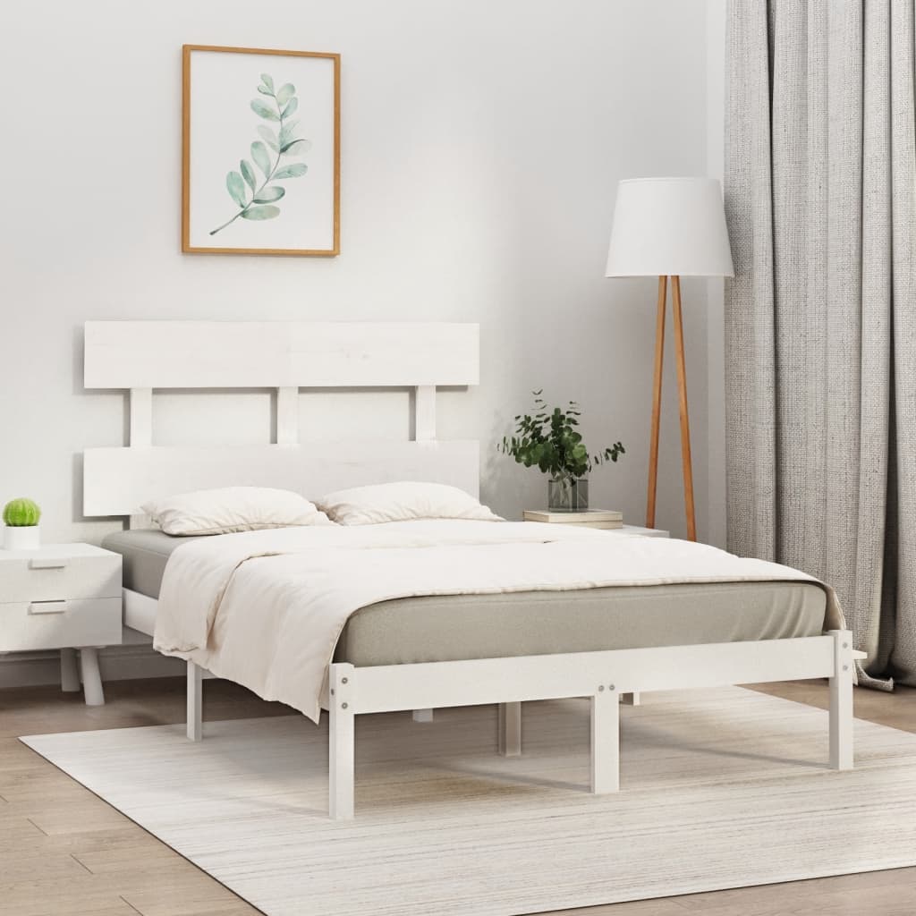 Bed Frame without Mattress White 160x200 cm Solid Wood
