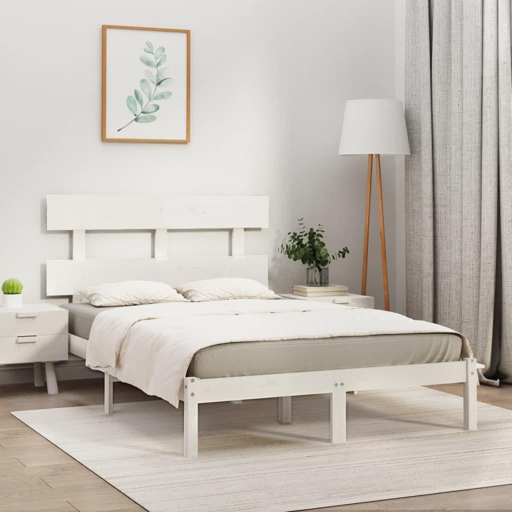 Bed Frame without Mattress White 180x200 cm Super King Solid Wood