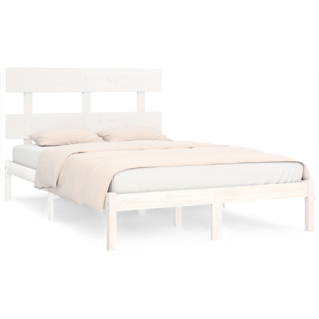 Bed Frame without Mattress White 200x200 cm Solid Wood
