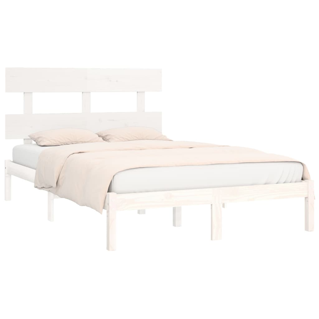Bed Frame without Mattress White 200x200 cm Solid Wood