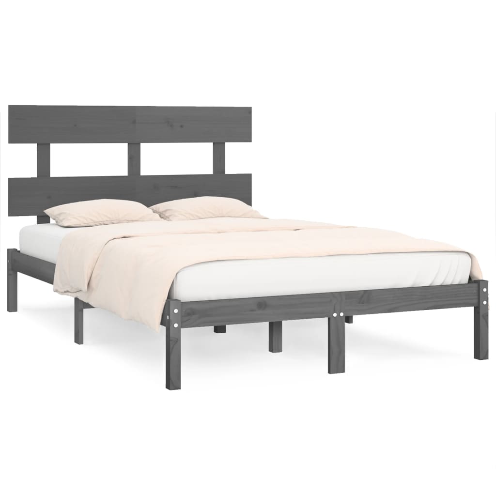 Bed Frame without Mattress Grey 200x200 cm Solid Wood