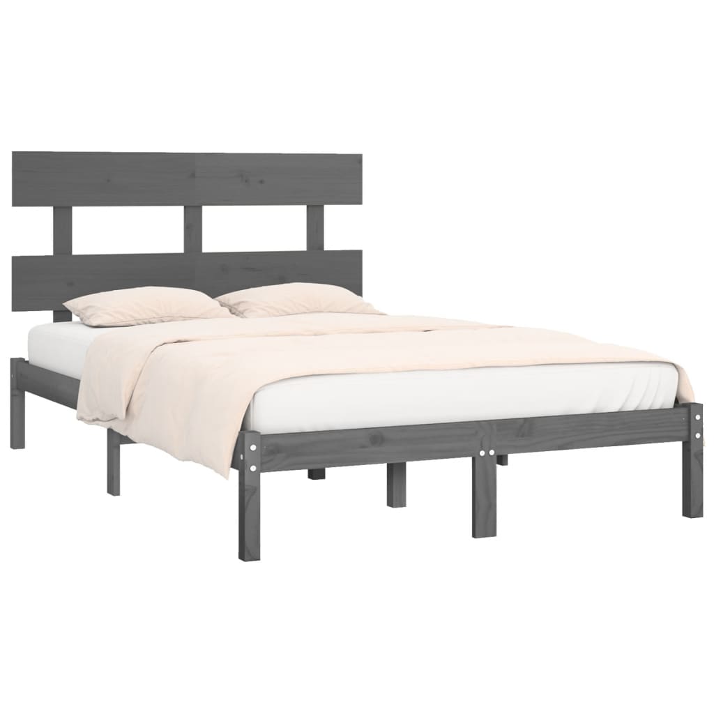 Bed Frame without Mattress Grey 200x200 cm Solid Wood