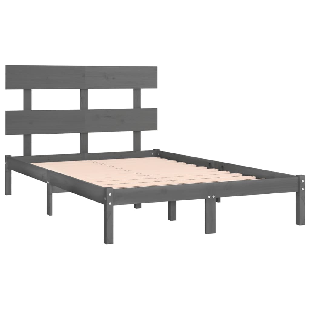 Bed Frame without Mattress Grey 200x200 cm Solid Wood