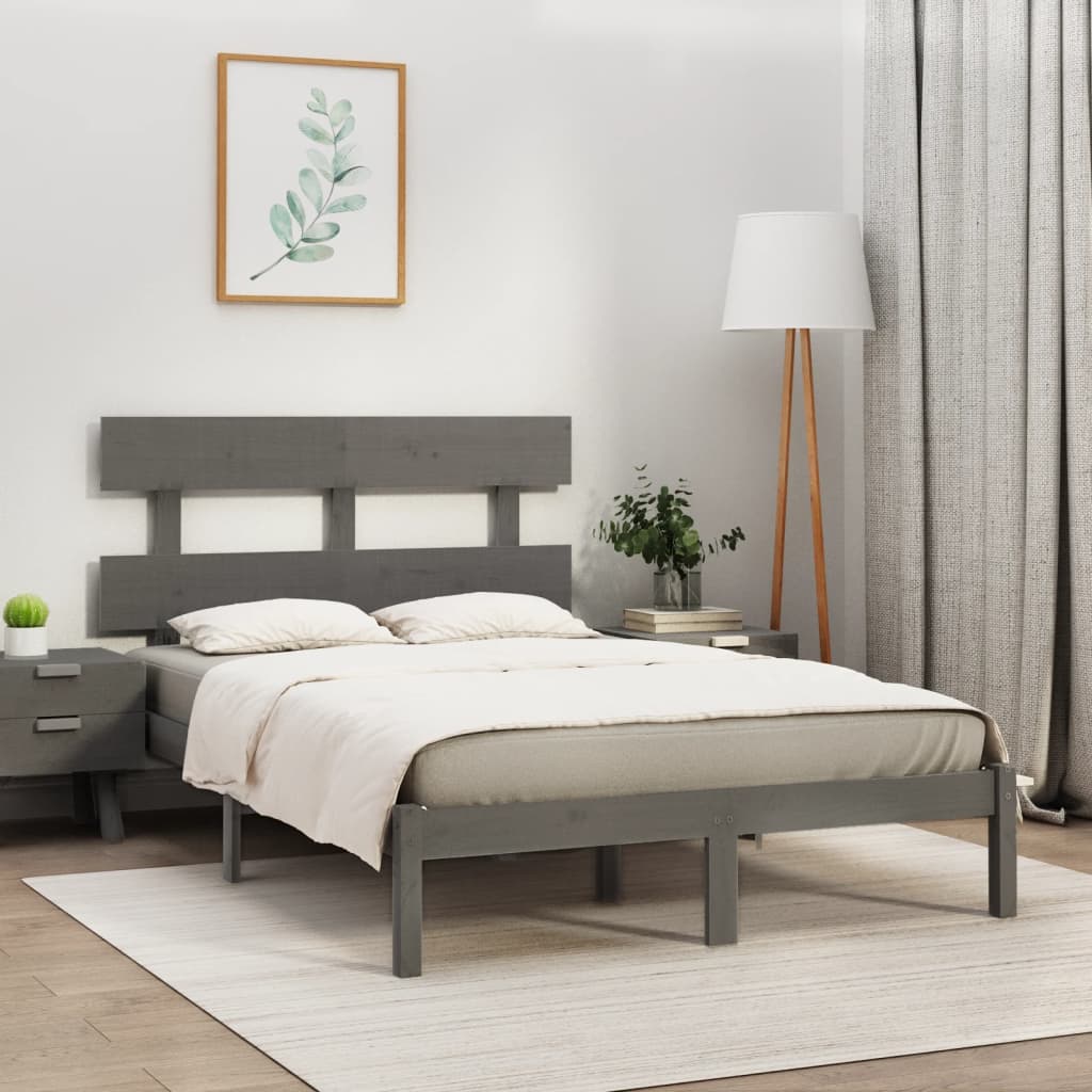 Bed Frame without Mattress Grey 200x200 cm Solid Wood