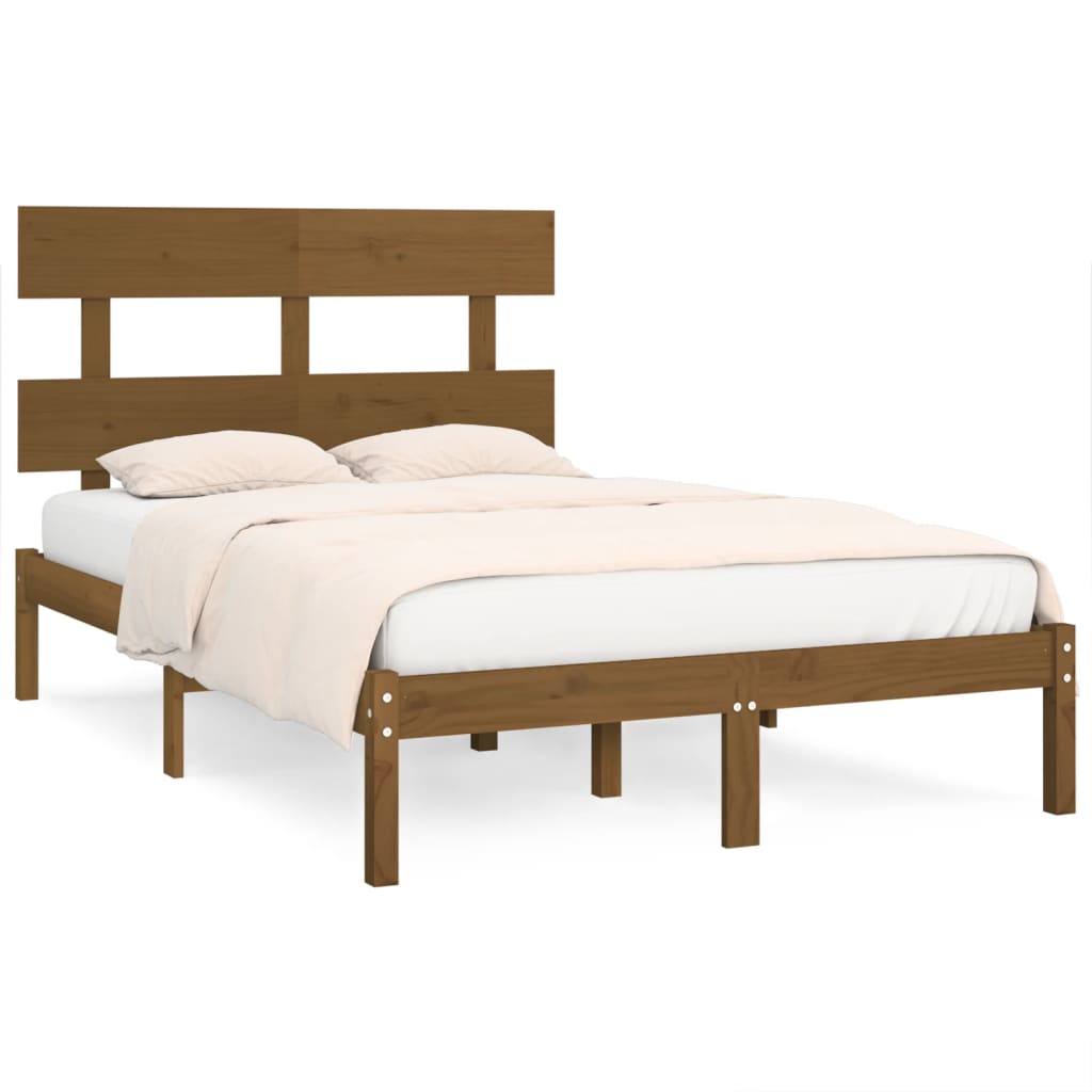 Bed Frame without Mattress Honey Brown 200x200 cm Solid Wood