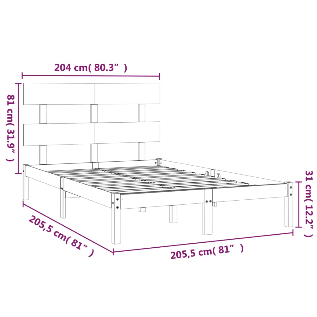 Bed Frame without Mattress Honey Brown 200x200 cm Solid Wood