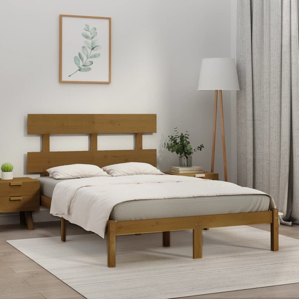 Bed Frame without Mattress Honey Brown 200x200 cm Solid Wood
