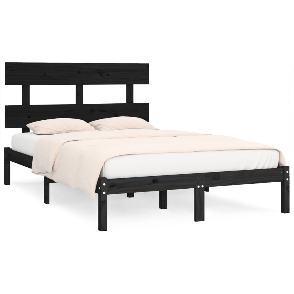 Bed Frame without Mattress Black 200x200 cm Solid Wood