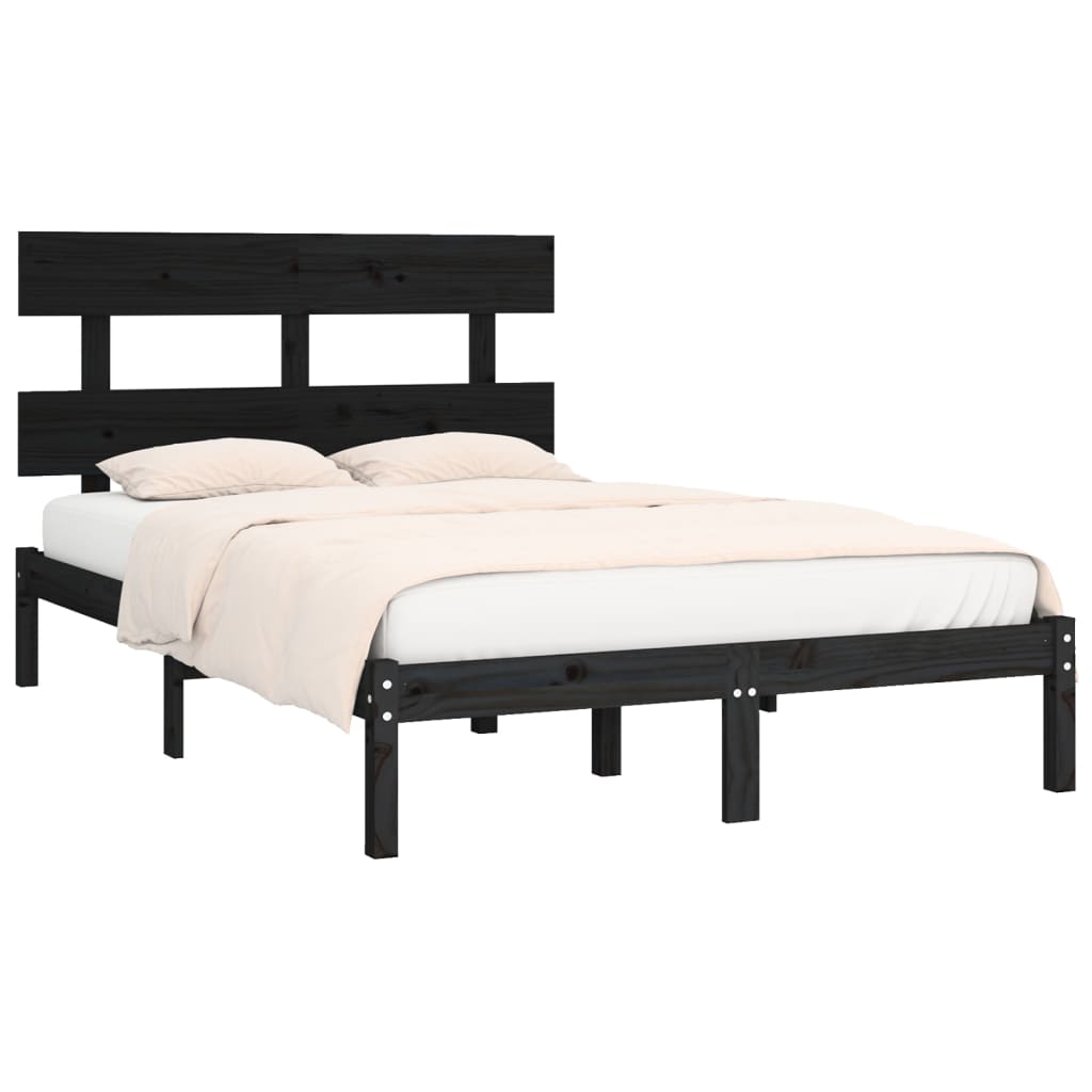 Bed Frame without Mattress Black 200x200 cm Solid Wood