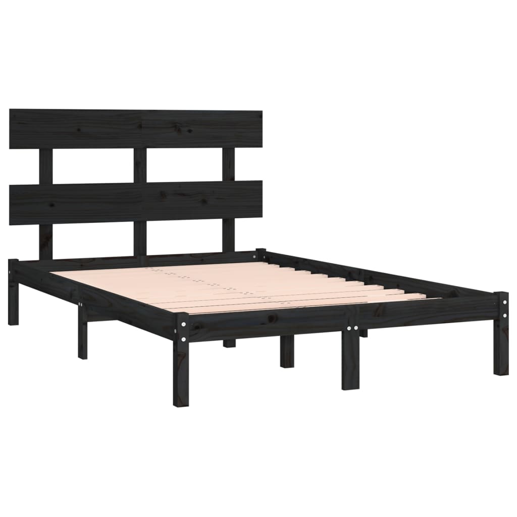 Bed Frame without Mattress Black 200x200 cm Solid Wood