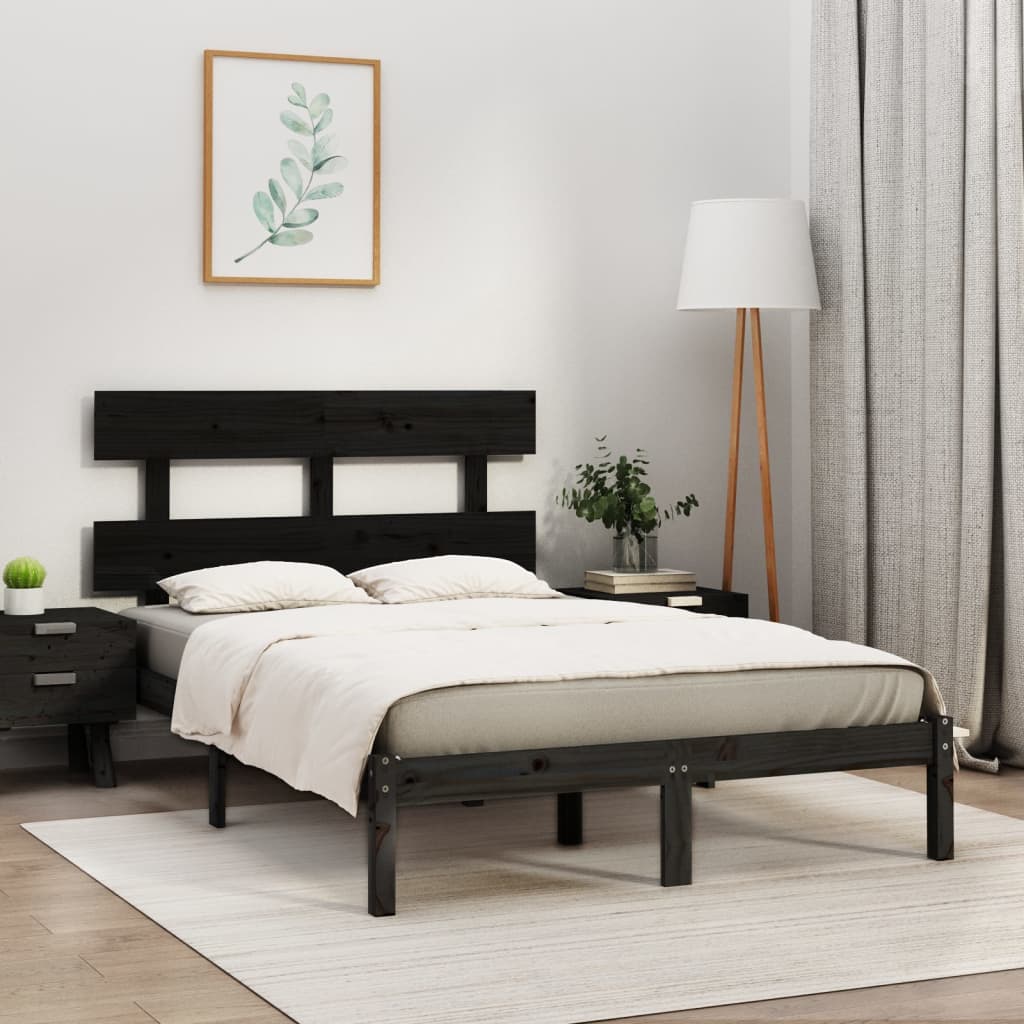 Bed Frame without Mattress Black 200x200 cm Solid Wood