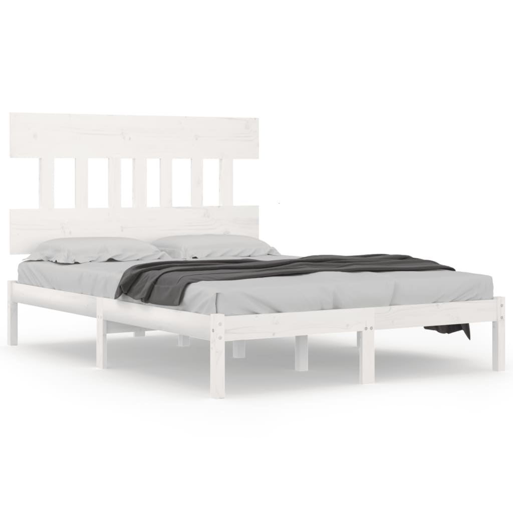 Bed Frame without Mattress White 120x190 cm Small Double Solid Wood