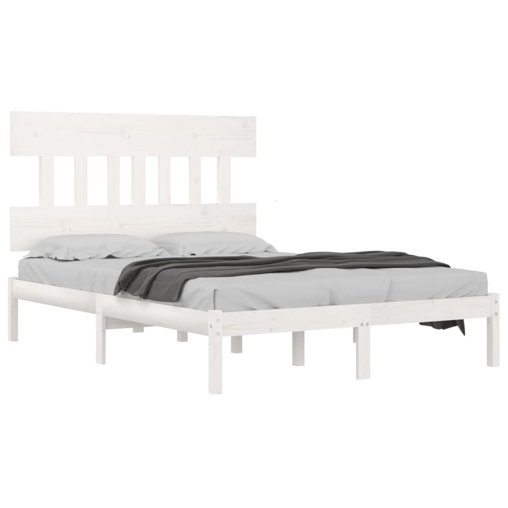 Bed Frame without Mattress White 120x190 cm Small Double Solid Wood