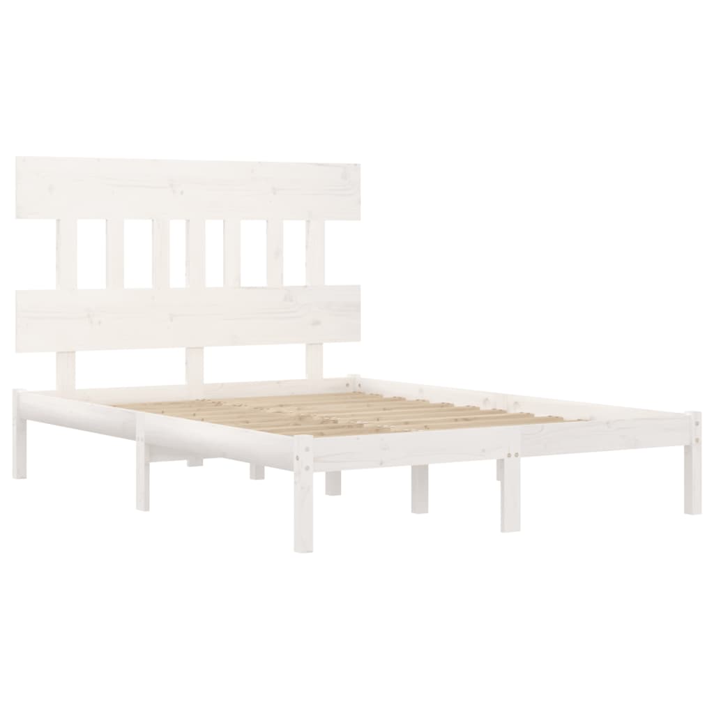 Bed Frame without Mattress White 140x190 cm Solid Wood
