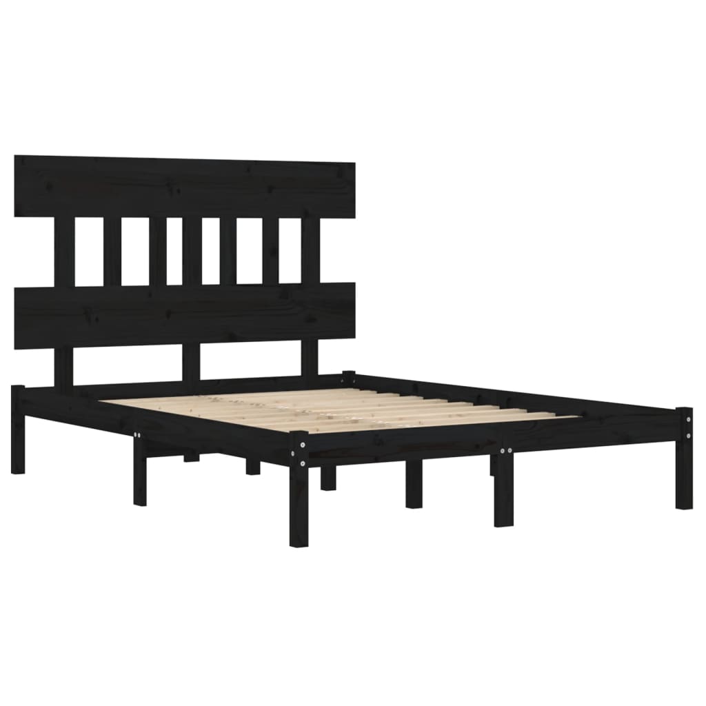 Bed Frame without Mattress Black 140x190 cm Solid Wood