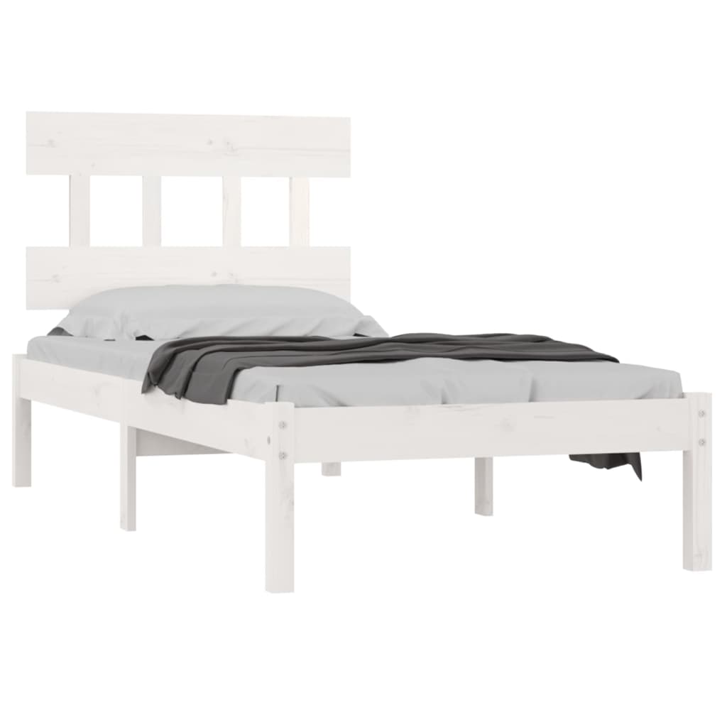 Bed Frame without Mattress White 100x200 cm Solid Wood