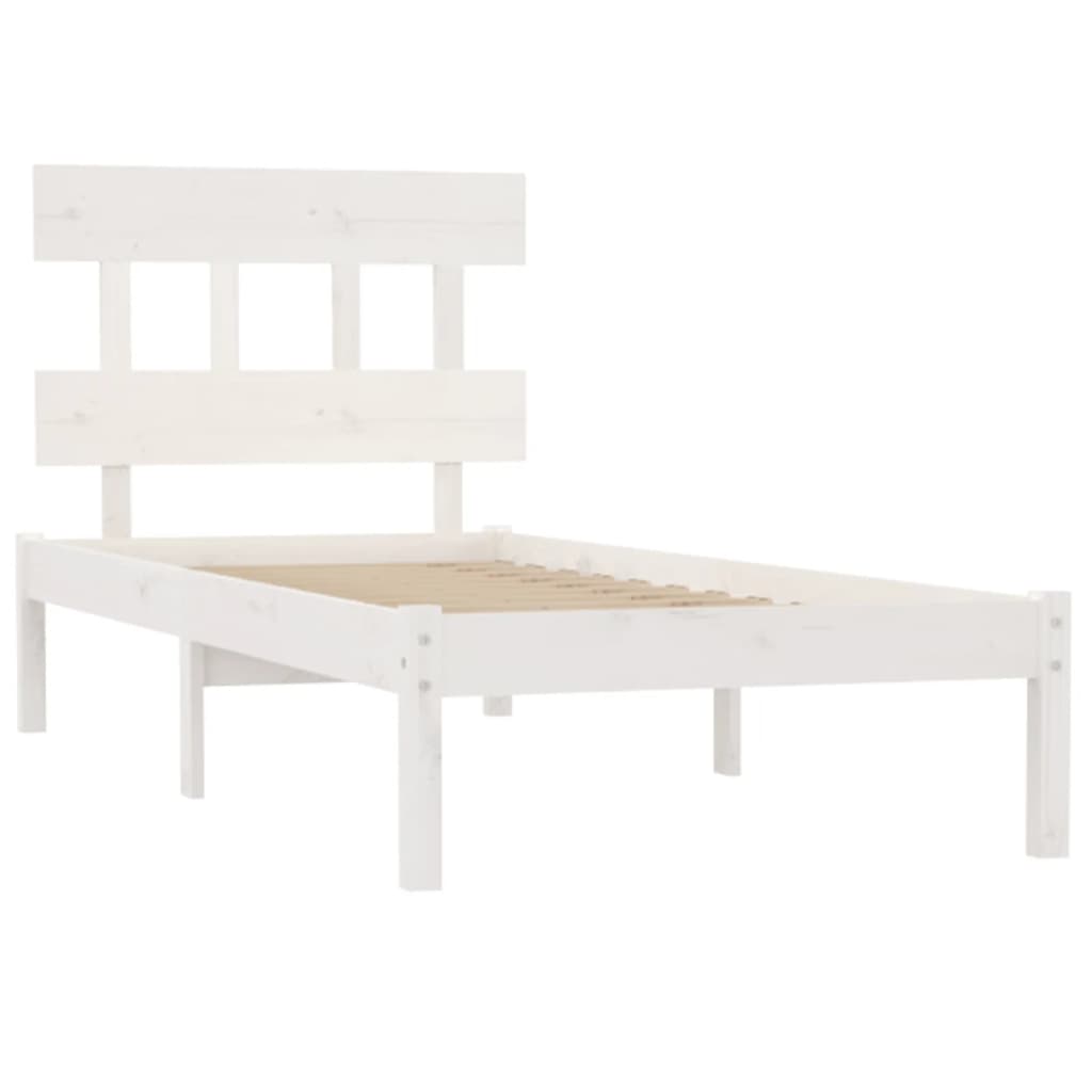 Bed Frame without Mattress White 100x200 cm Solid Wood