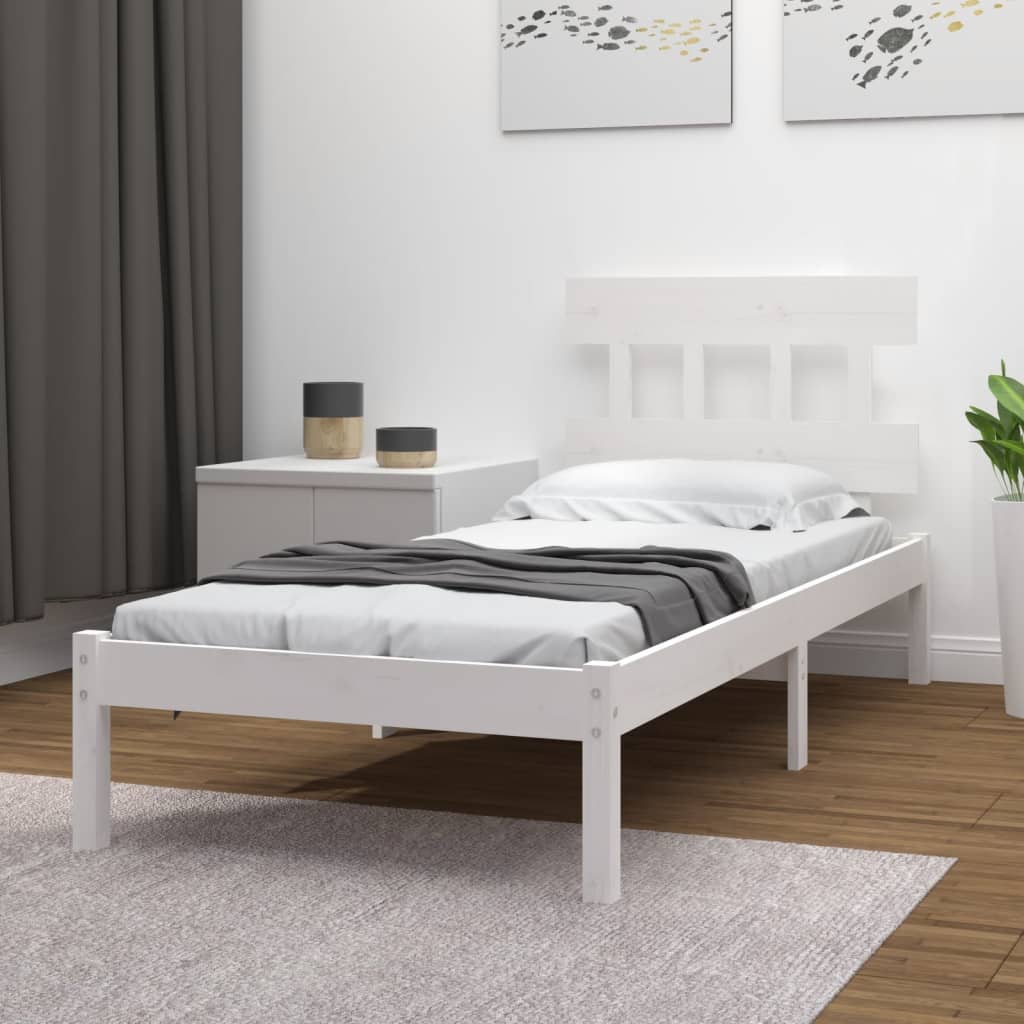 Bed Frame without Mattress White 100x200 cm Solid Wood